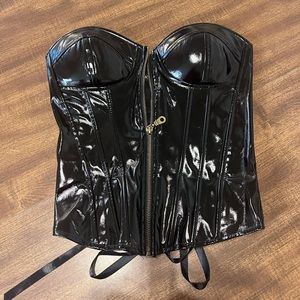 Black power patent leather corset Sz. Small